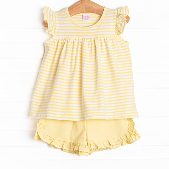 Calla Short Set, Yellow Stripe