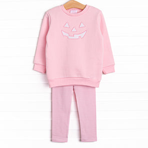 Cozy Carving Applique Legging Set, Pink