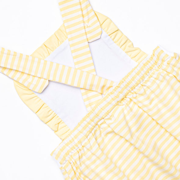 Claire Ruffle Sunsuit, Yellow Stripe