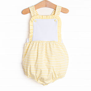 Claire Ruffle Sunsuit, Yellow Stripe