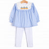 Happy Harvest Applique Legging Set, Blue Gingham