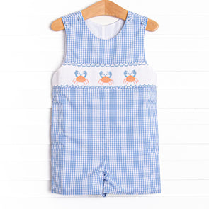 Coral Reef Crab Smocked Jon Jon, Blue