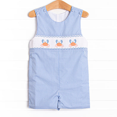 Coral Reef Crab Smocked Jon Jon, Blue