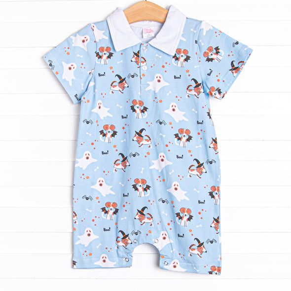 Boos and Barks Short Romper, Blue