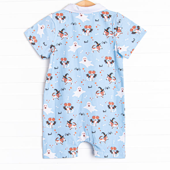 Boos and Barks Short Romper, Blue