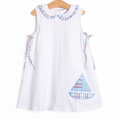 Sail On, Sailor Applique Dress, Blue