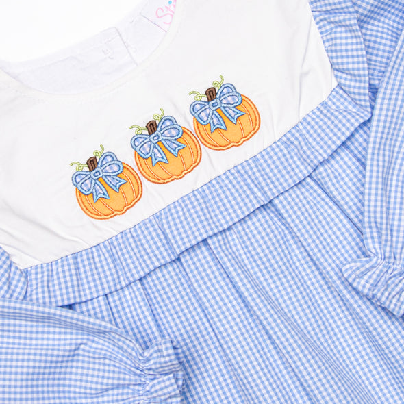 Happy Harvest Applique Diaper Set, Blue Gingham