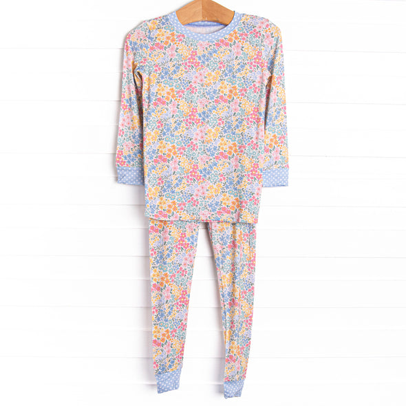 Island Blooms Bamboo Pajama Set, Blue