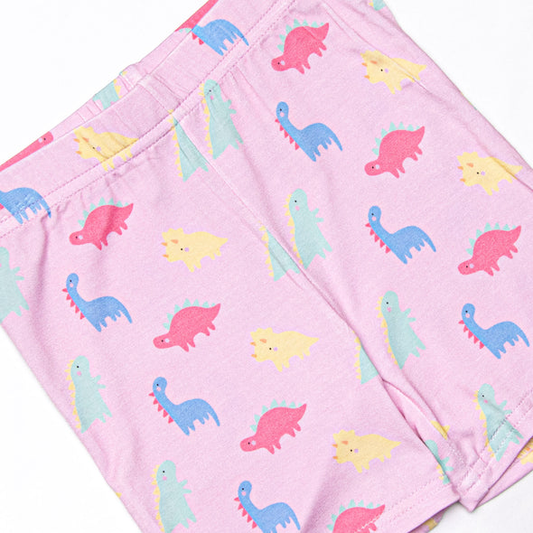 Dino Dreams Bamboo Pajama Short Set, Pink