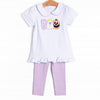 Ghostly Greeting Applique Legging Set, Purple