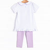 Ghostly Greeting Applique Legging Set, Purple