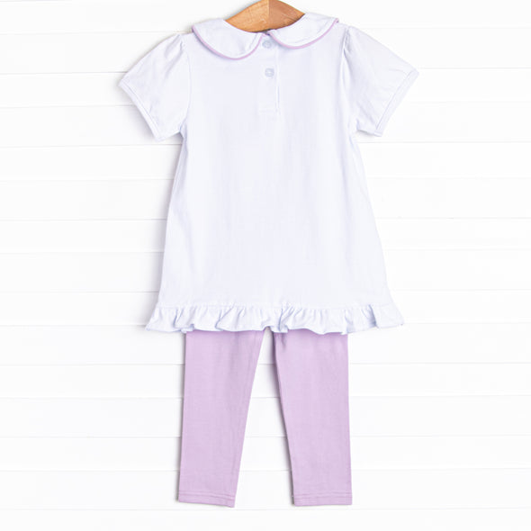 Ghostly Greeting Applique Legging Set, Purple