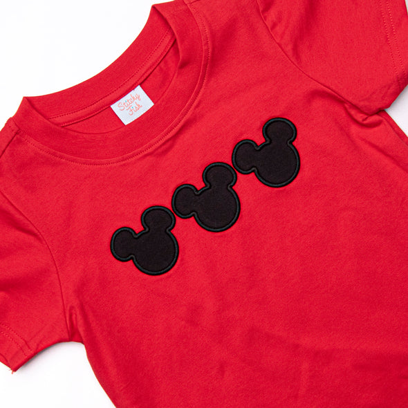 Classic Mouse Applique Short Set, Red