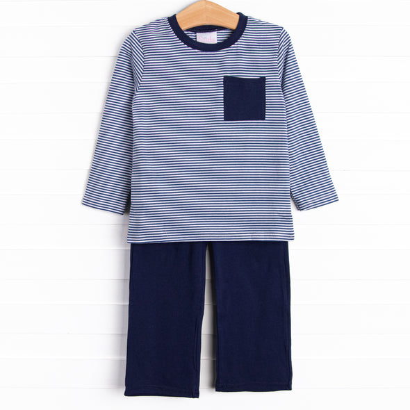 Evan Pant Set, Navy Stripe