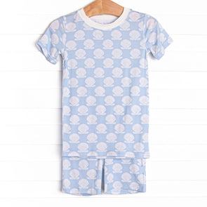 Shell of a Time Bamboo Pajama Short Set, Blue