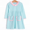 Amelia Ruffle Dress, Pink and Mint Stripe