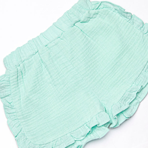 Island Blooms Muslin Short Set, Green