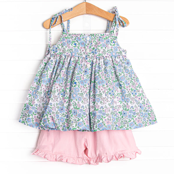 Magic in Bloom Smocked Ruffle Short Set, Pink