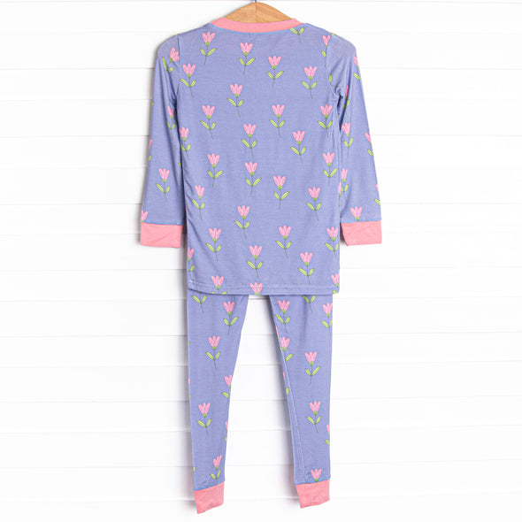 Tulip Blooms Bamboo Pajama Set, Purple