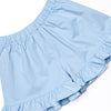 Enchanted Gowns Applique Ruffle Short Set, Blue