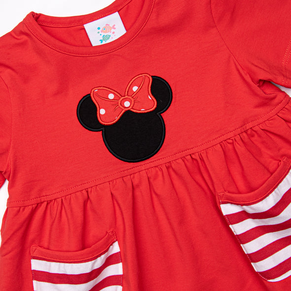 Magical Mouse Ruffle Short Set, Red