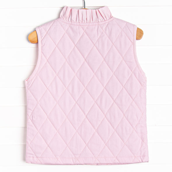 Quilted Ruffle Vest, Pink