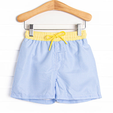 Gulf Gingham Swim Trunks, Blue