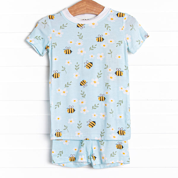 Bumble Bee Blues Bamboo Pajama Short Set, Blue – Stitchy Fish