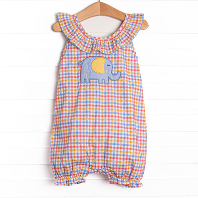 Under the Big Top Applique Bubble Romper, Blue