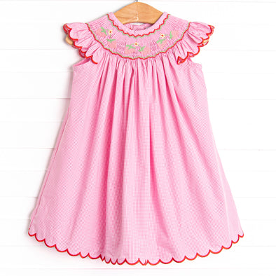 Strawberry Blooms Smocked Bishop Dress, Pink