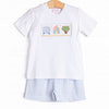 Amusement Park Adventures Smocked Short Set, Blue Seersucker