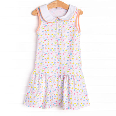 Watercolor Wildflowers Tennis Dress, Orange