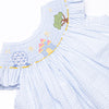 Amusement Park Adventures Smocked Ruffle Short Set, Blue Seersucker