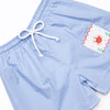 Crab Walk Catch Smocked Swim Trunks, Blue