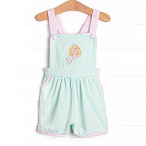 Aquamarine Maid Applique Short Romper, Green