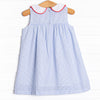 All American Girl Embroidered Dress, Blue