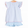 Pocketful of Berries Applique Ruffle Short Set, Blue