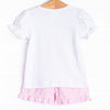 Fall Football Smocked Ruffle Short Set, Pink