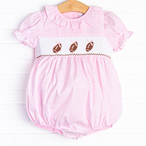 Fall Football Smocked Bubble, Pink