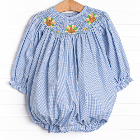 Day of Thanks Smocked Bubble, Blue