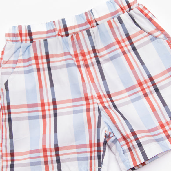 Patriotically Plaid Short Set, Blue