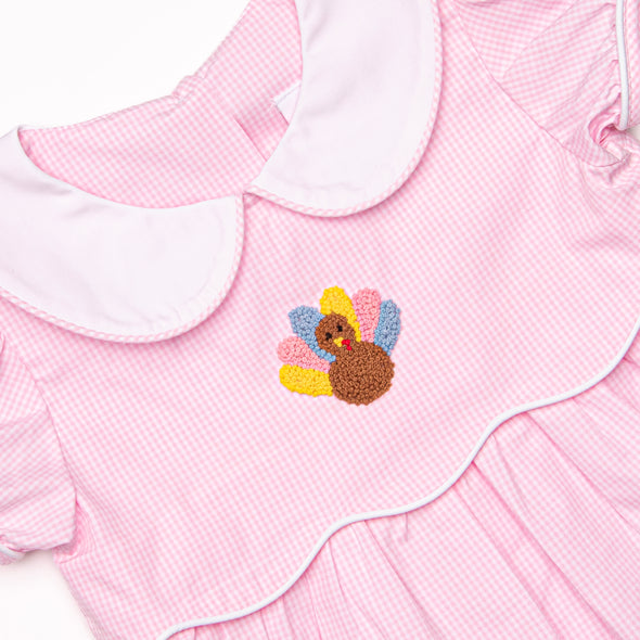 Knot Your Average Turkey Embroidered Dress, Pink