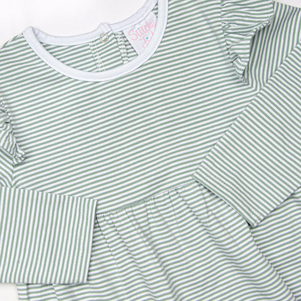 Gracie Romper, Sage Stripe