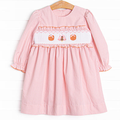 Feathers in the Field Smocked Dress, Pink