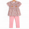 Floral Festival Smocked Legging Set, Pink