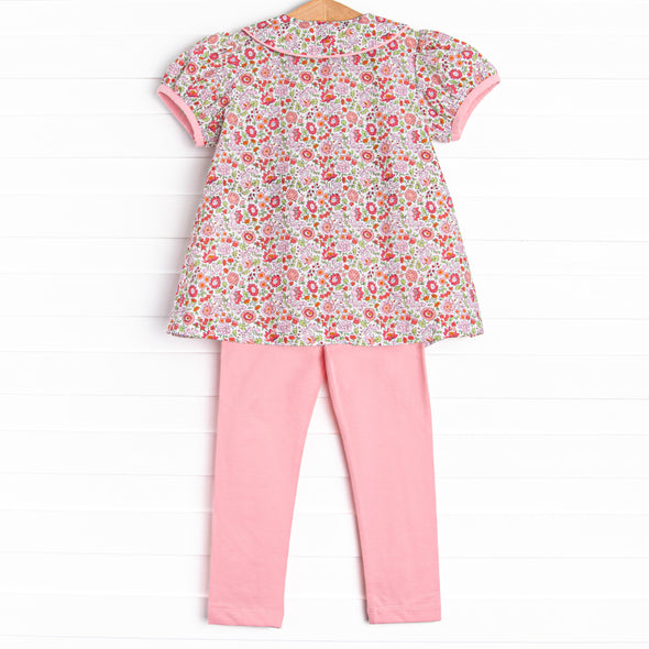 Floral Festival Smocked Legging Set, Pink