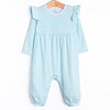 Gracie Romper, Aqua Stripe