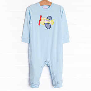 In the Clouds Applique Romper, Blue