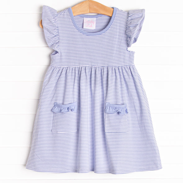 Everly Dress, Periwinkle Stripe