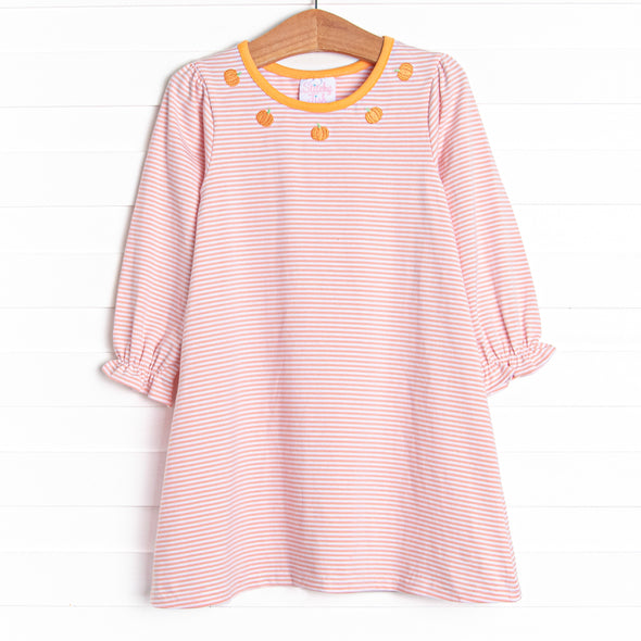 Lil' Pumpkin Embroidered Dress, Pink